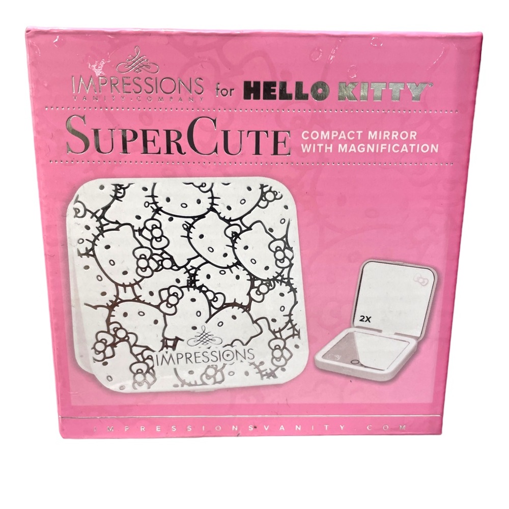 HELLO KITTY IMPRESSIONS SUPERCUTE COMPACT MIRROR WITH MAGNIFICATION - White
